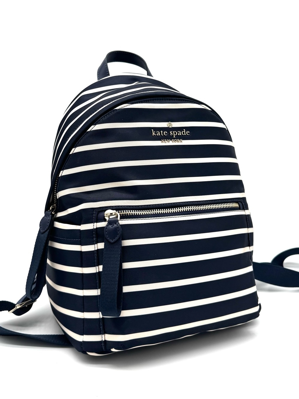 Kate Spade Chelsea Nylon Medium Backpack Navy Blue Striped